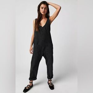 Free People Black Denim Jumpsuit